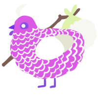 A orchid and white chicken with a lace pattern