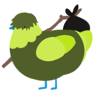 The beast, a olive and lime chicken with a head pattern