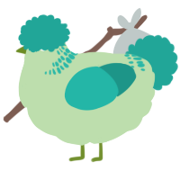 A gluppy and turquoise chicken with a neck-band pattern
