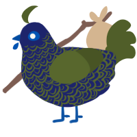 A navy and olive chicken with a double-lace pattern
