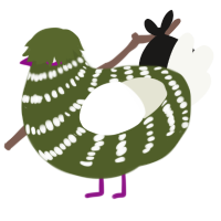 A olive and white chicken with a bar pattern