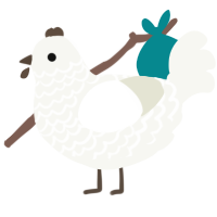 A white chicken with a lace pattern