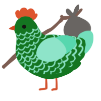 Leon, a leaf and mint chicken with a lace pattern