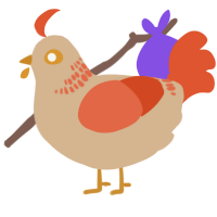 A beige and vermilion chicken with a neck-band pattern