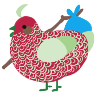 A crimson and gluppy chicken with a double-lace pattern