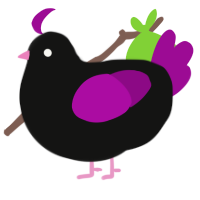rhingus, a black and plum chicken