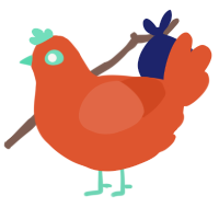 A vermilion chicken