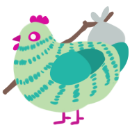 A gluppy and turquoise chicken with a bar pattern