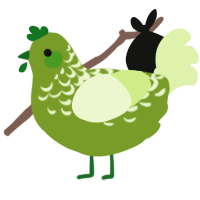 A chartreuse and apple chicken with a half-lace pattern