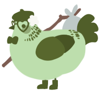 A gluppy and olive chicken with a neck-band pattern