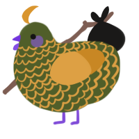 A olive and orange chicken with a lace pattern
