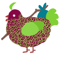 A maroon and grass chicken with a double-lace pattern