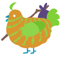 A orange and grass chicken with a bar pattern