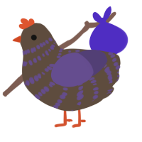 A bark and overcast chicken with a bar pattern