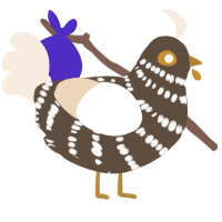 A bark and cream chicken with a bar pattern