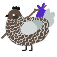 A bark and silver chicken with a lace pattern