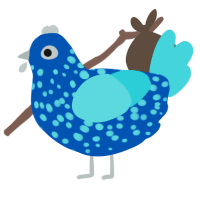 A ultramarine and aqua chicken with a speckle pattern
