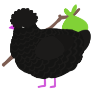 A black and sable chicken with a lace pattern