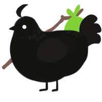 A black and sable chicken with a neck-speckle pattern