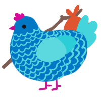 A sapphire and aqua chicken with a lace pattern