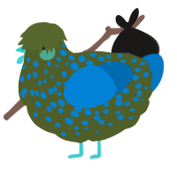A olive and sapphire chicken with a speckle pattern