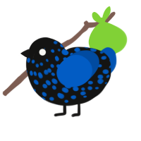 A black and ultramarine chicken with a speckle pattern