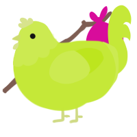 A lime chicken with a head pattern