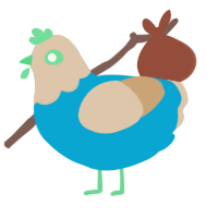 A cerulean and beige chicken with a head pattern