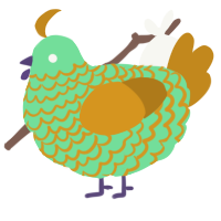 A spring and ochre chicken with a lace pattern