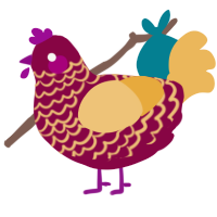 A maroon and honey chicken with a lace pattern