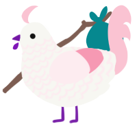 A white and rose chicken with a lace pattern