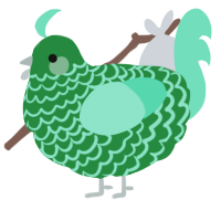 A viridian and mint chicken with a lace pattern