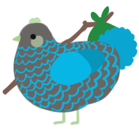 A grey and cerulean chicken with a lace pattern