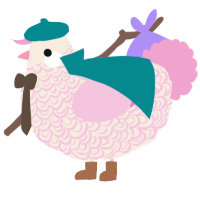 A cream and pink chicken with a double-lace pattern
