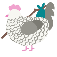 A white and ash chicken with a lace pattern