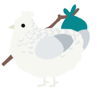A white and mist chicken with a half-lace pattern