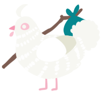A white chicken with a bar pattern
