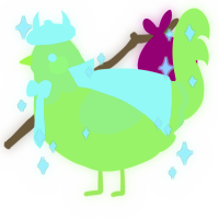 A lime chicken with a head pattern