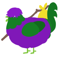 A violet and leaf chicken with a head pattern
