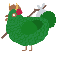 A viridian and leaf chicken with a lace pattern