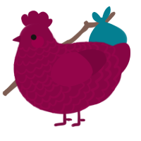 A maroon chicken with a lace pattern