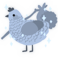 A lime and violet chicken with a lace pattern