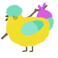 A yellow and mint chicken