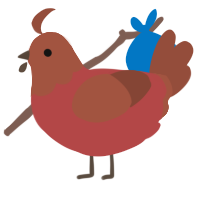 A red and russet chicken with a head pattern