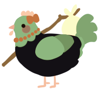 A tumblr and turquoise chicken with a head pattern