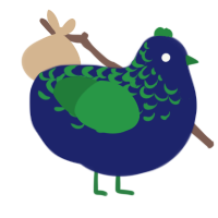 A navy and viridian chicken with a half-lace pattern