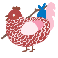 A red and rose chicken with a lace pattern