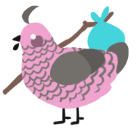 A pink and grey chicken with a lace pattern