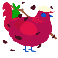 A wine and maroon chicken with a neck-speckle pattern