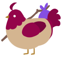 A beige and maroon chicken with a head pattern